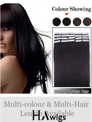 Black Straight Soft Remy Human Hair Tape In Hair Extensions