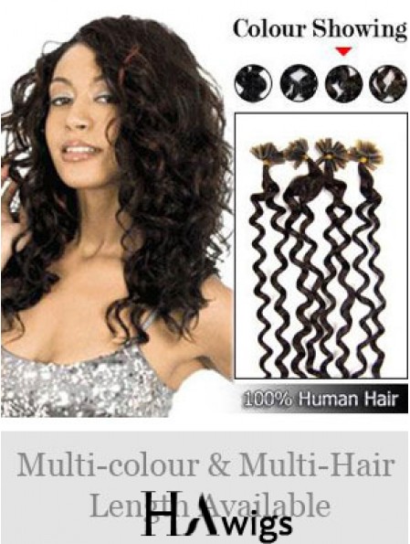 Black Curly Comfortable Nail/U Tip Hair Extensions