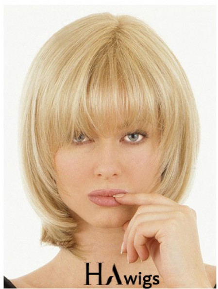 Hair Toppers Half Wigs With Remy Straight Style Blonde Color